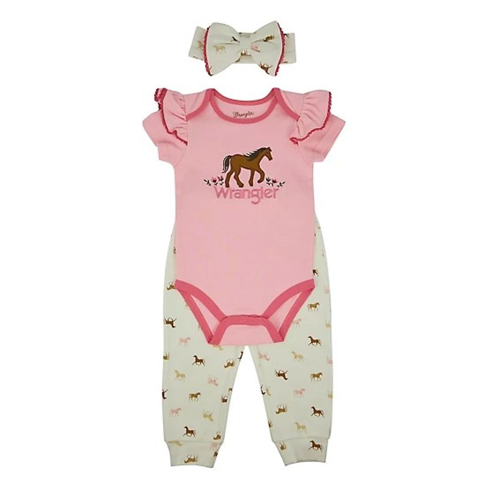 Wrangler, Infant Pink Horse Jogger Set