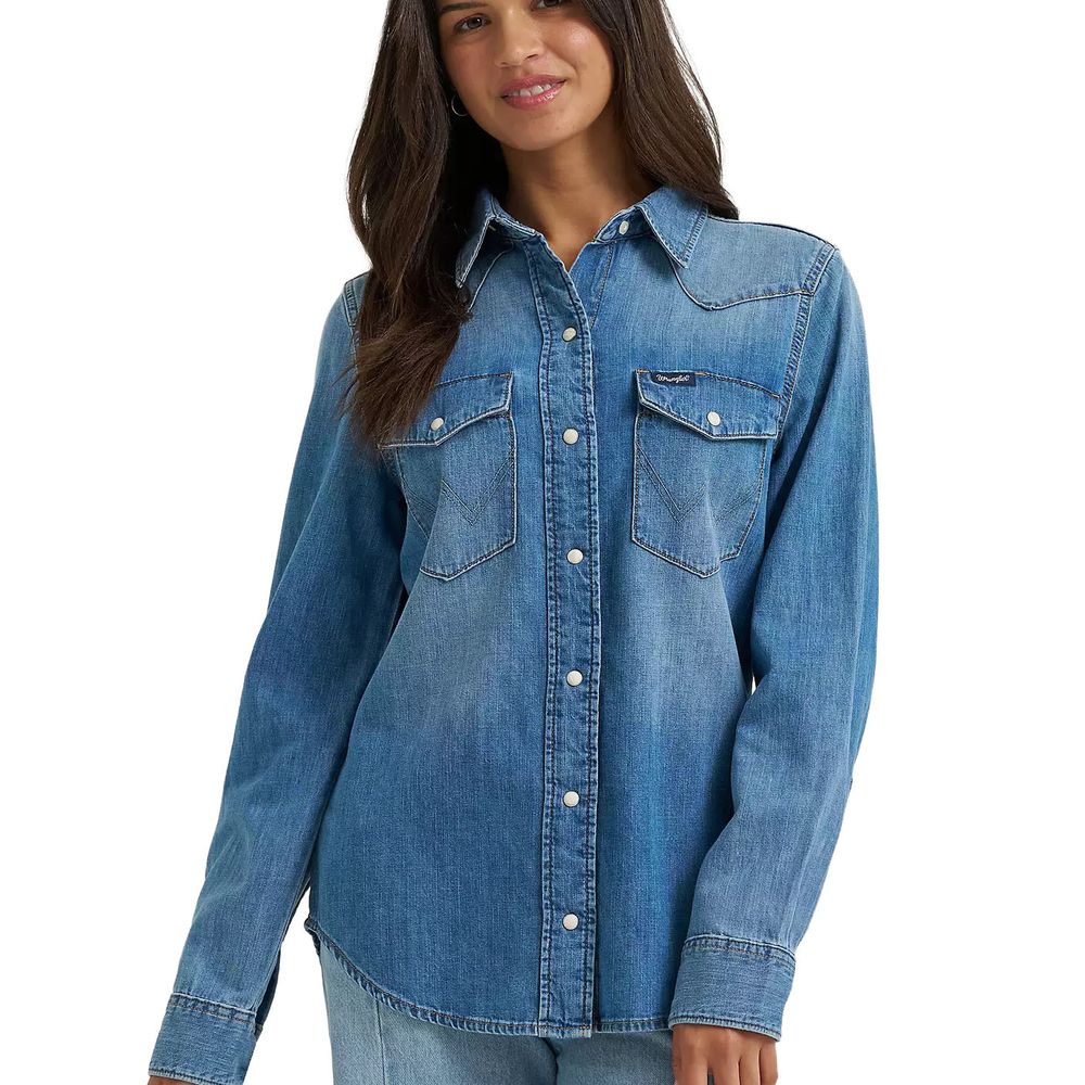 Wrangler Women's Denim Snap Shirt, XS