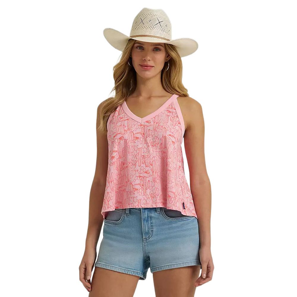 Wrangler, Ladies Pink V-Neck Desert Tank