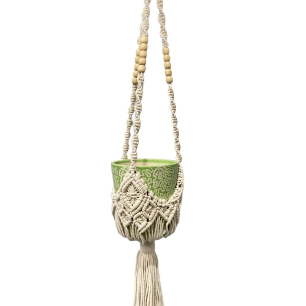 Primitive Planters, Natural 40" Woven Link Plant Hanger