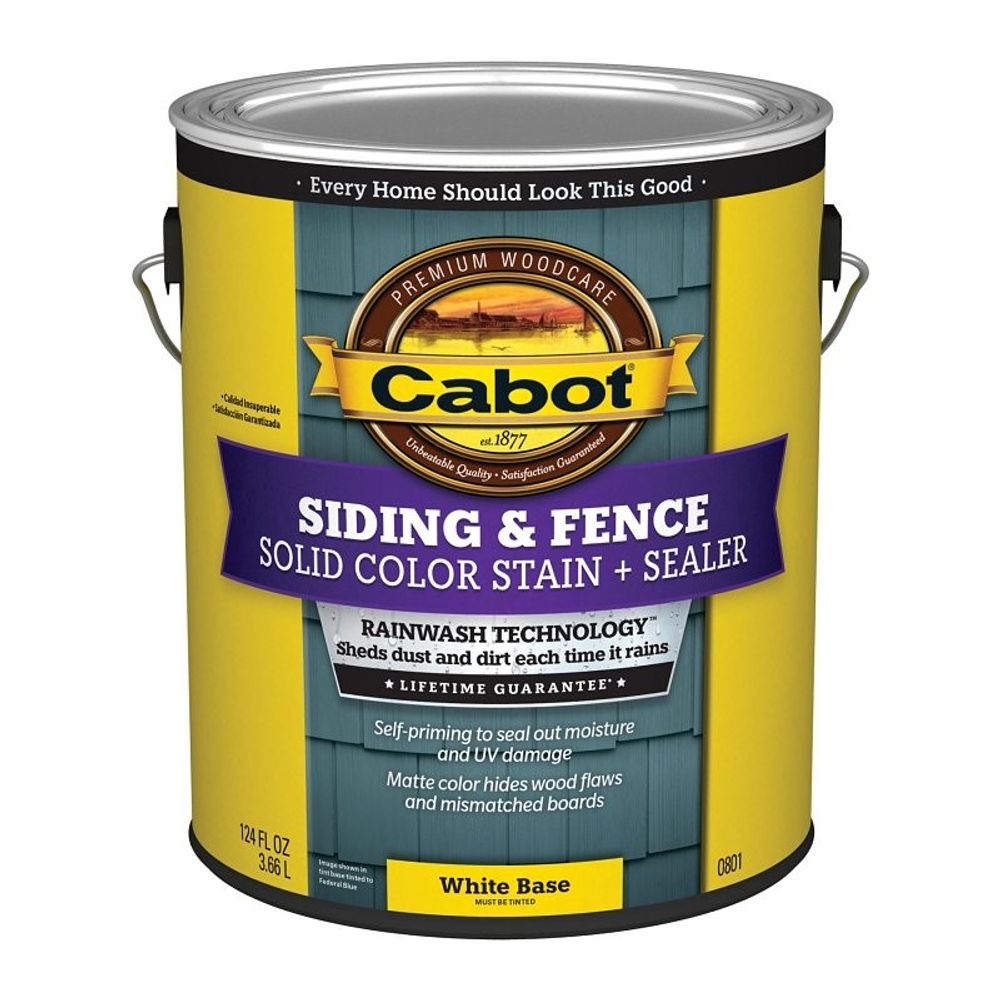 Cabot, White Base Solid Color Siding & Fence Stain + Sealer, 1 gal