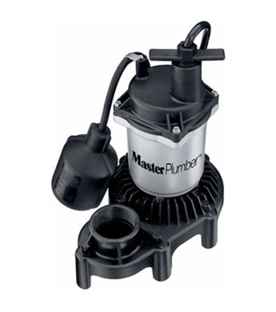 Master Plumber Sump Pump, Zinc & Plastic, Auto, 1/3 HP, 3,600 GPH