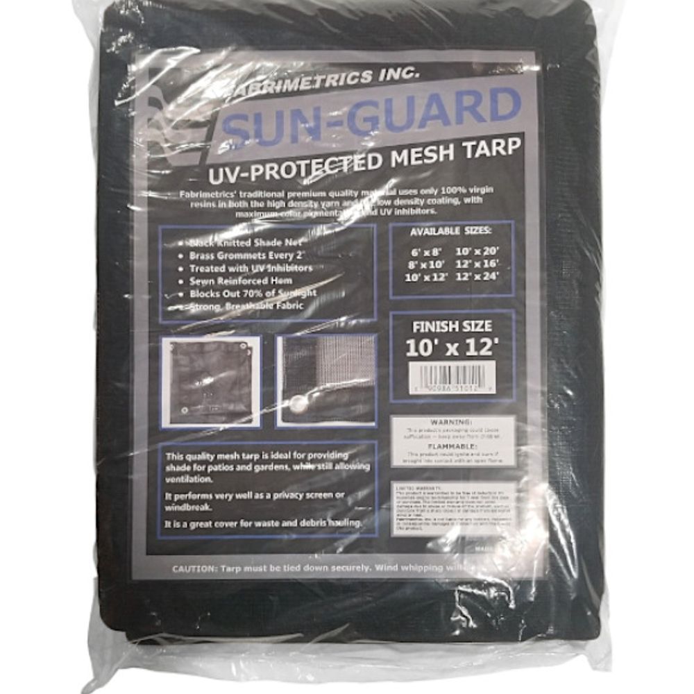 Fabrimetrics, Sun-Guard Poly Mesh UV Protection Shade Cloth Tarp, 10 'x 12'