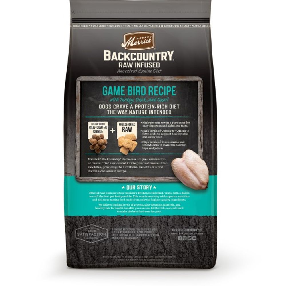 Merrick, Backcountry Raw Infused Game Bird Recipe Dog Food