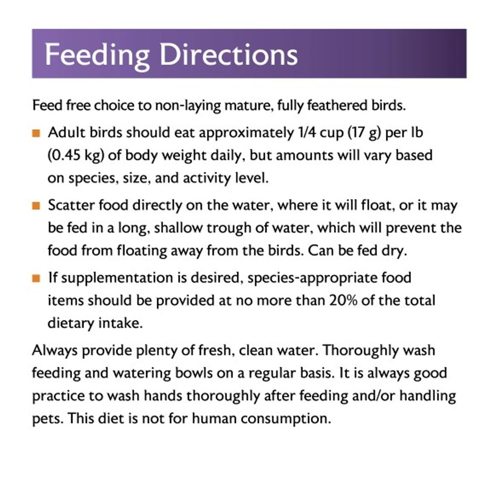 Mazuri, Waterfowl Maintenance Diet