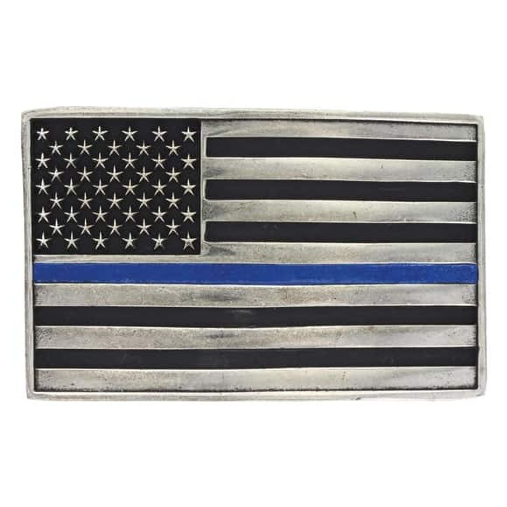 Montana Silversmiths, Stand behind the Blue Line Flag Attitude Buckle, A644TBL
