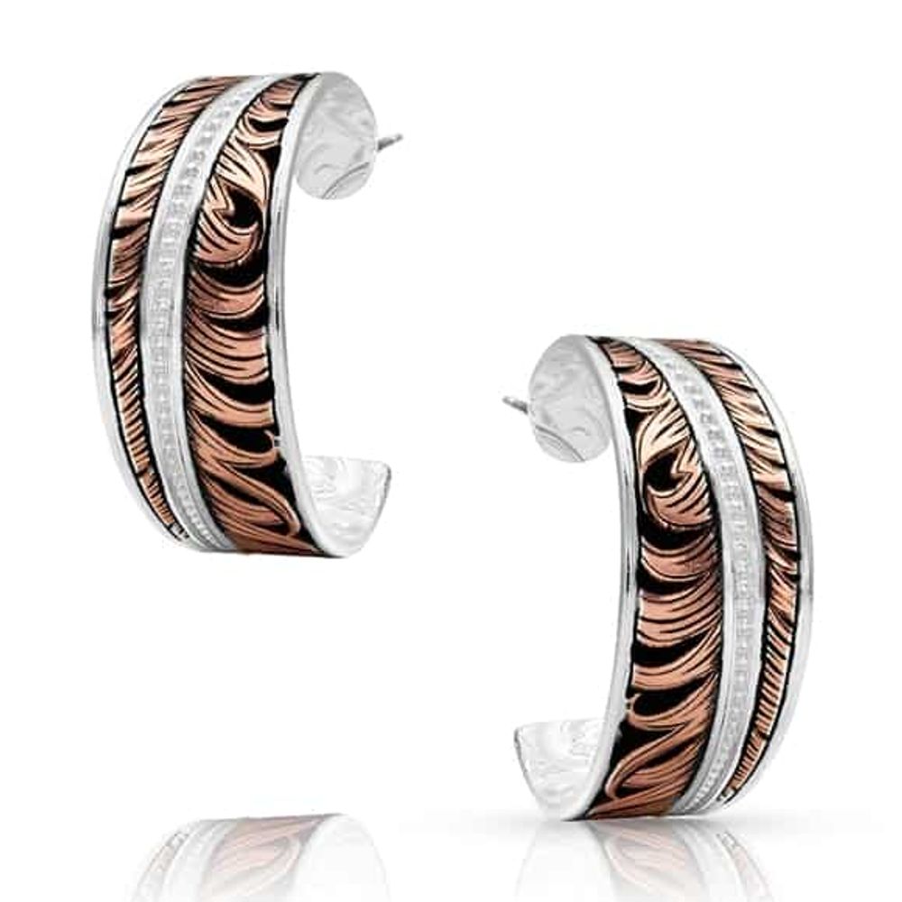 Montana Silversmiths Hope's Feather Hoop Earrings, ER4081RG