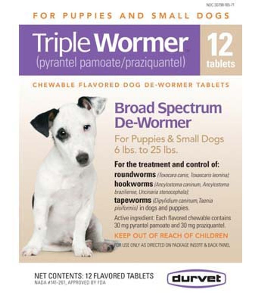 Triple Wormer Broad Spectrum De-Wormer, for Puppies & Small Dogs, 12 pk