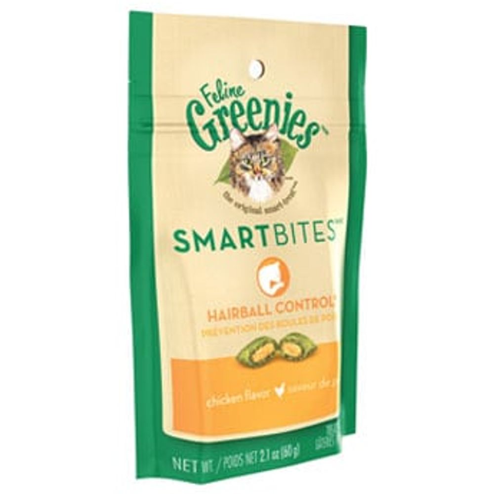 Greenies, Smart Bites Hairball Control Chicken Cat Treats, 2.1 oz