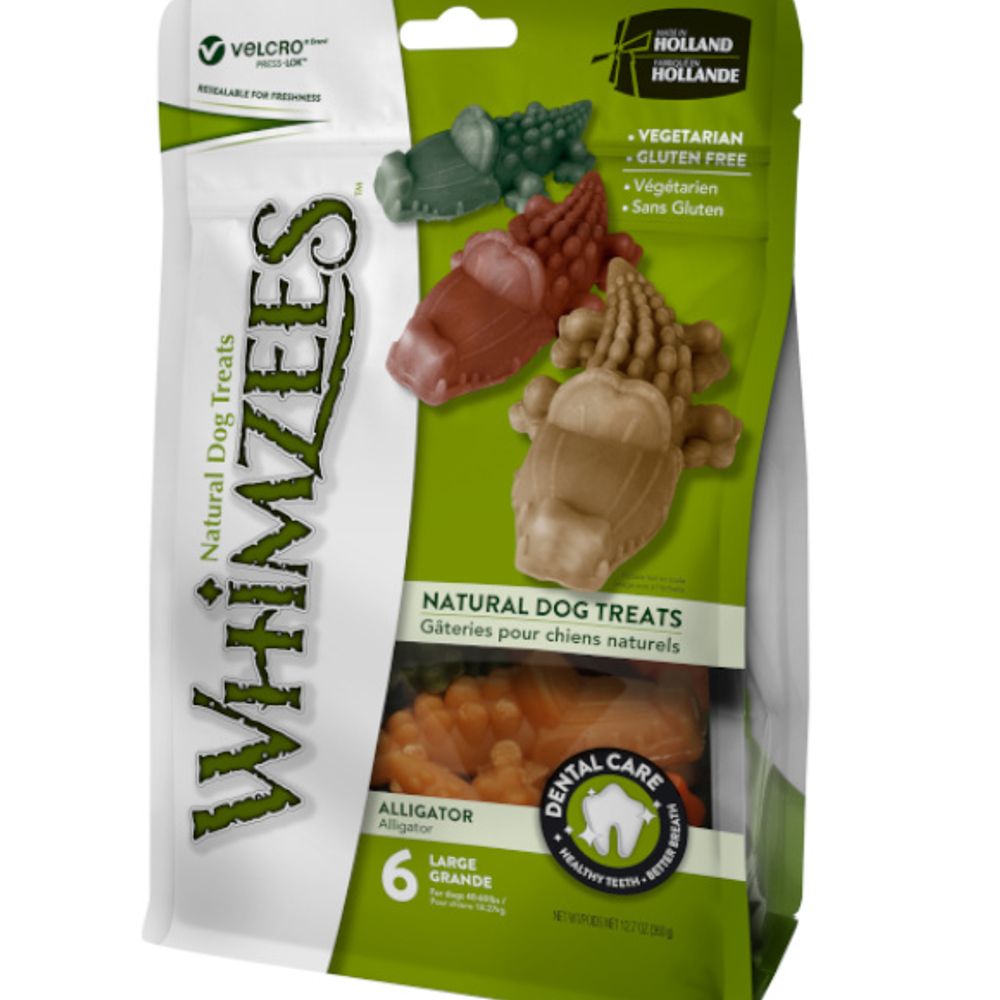 Whimzees, Alligator Dental Treats for Large Dogs Value Pack, 6 ct