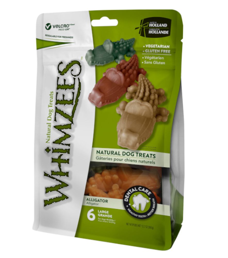 Whimzees, Alligator Dental Treats for Large Dogs Value Pack, 6 ct