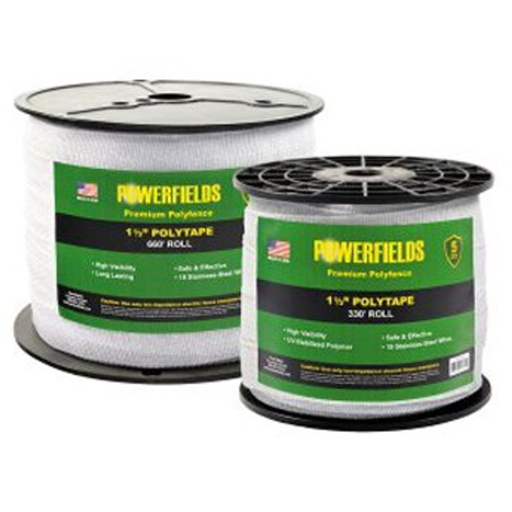 Powerfields Wire Polytape White 1.5-inch x 330 ft.
