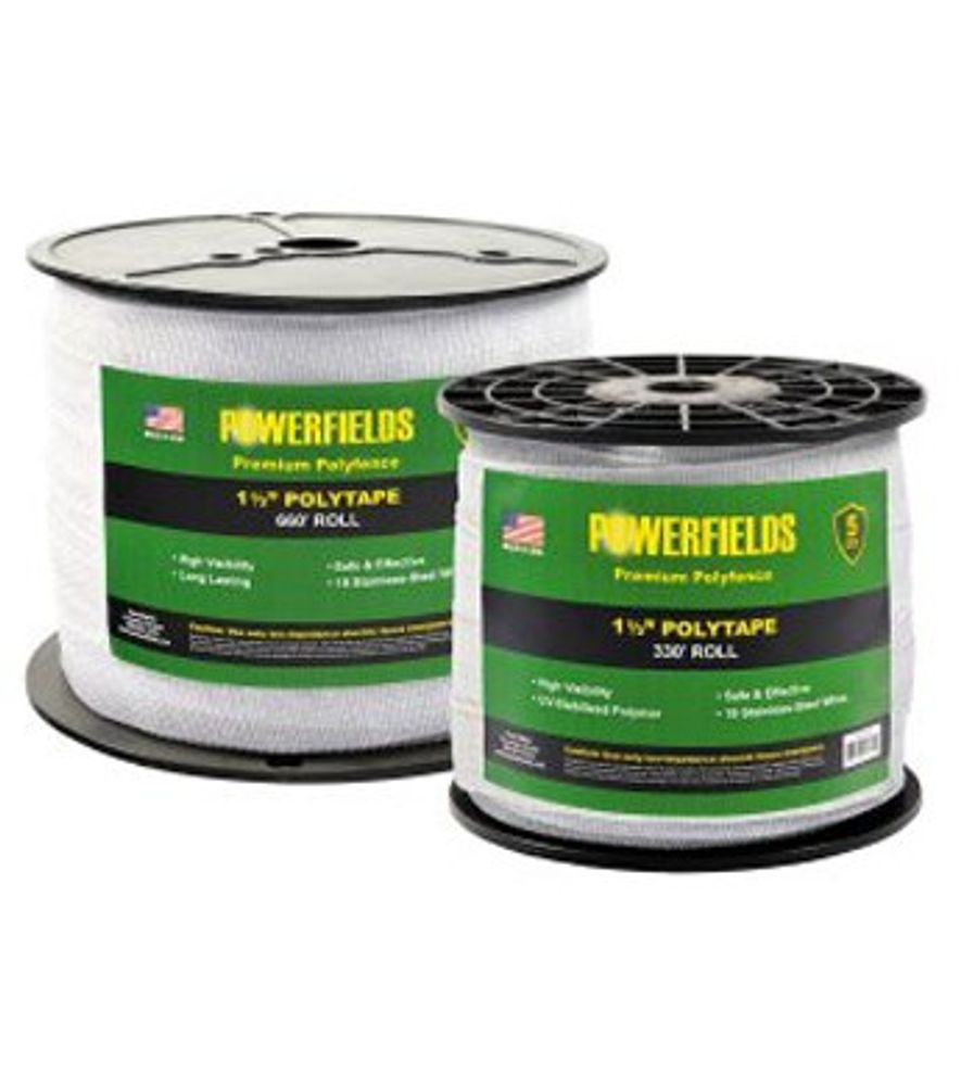 Powerfields Wire Polytape White 1.5-inch x 330 ft.