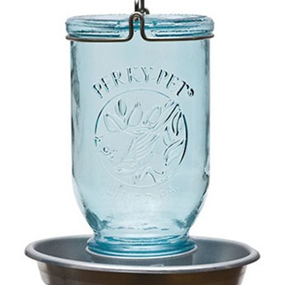 Perky-Pet, Blue Antique Mason Jar Wild Bird Waterer, 32 oz