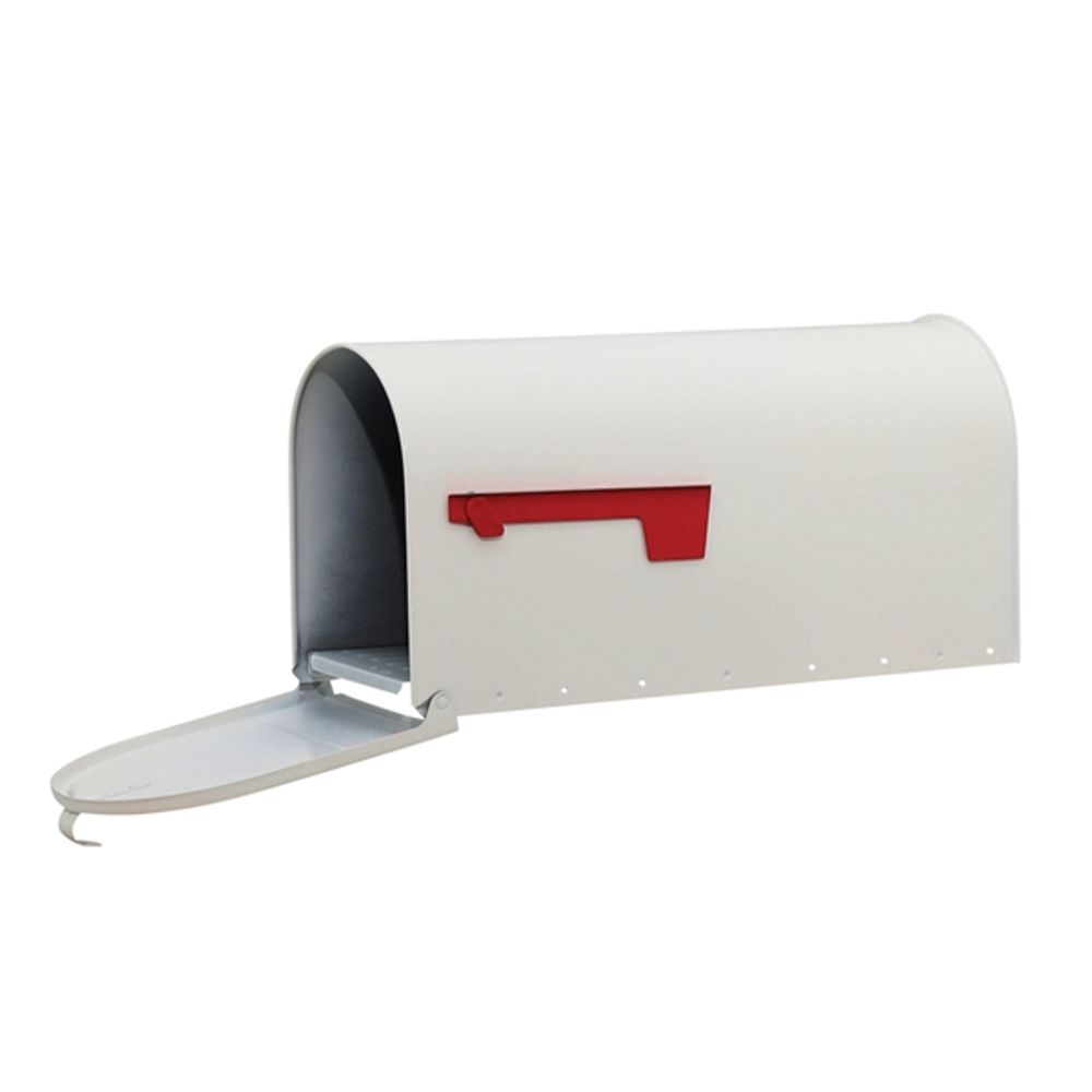 Gibraltar Elite Post Mailbox, White Galvanized, Large, 10.87 in. X 8.5 in. X 20.25 in.