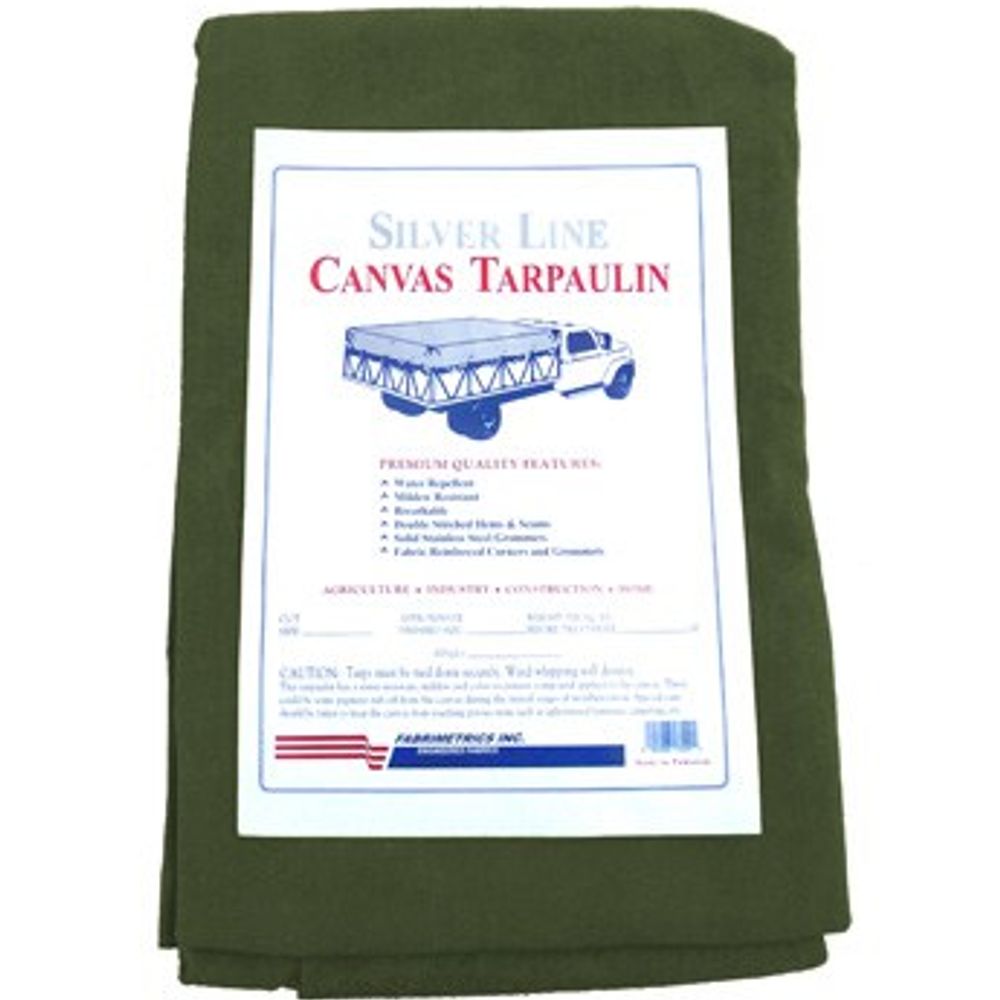 Heavy-Duty Green Canvas Tarp 12' x 16'