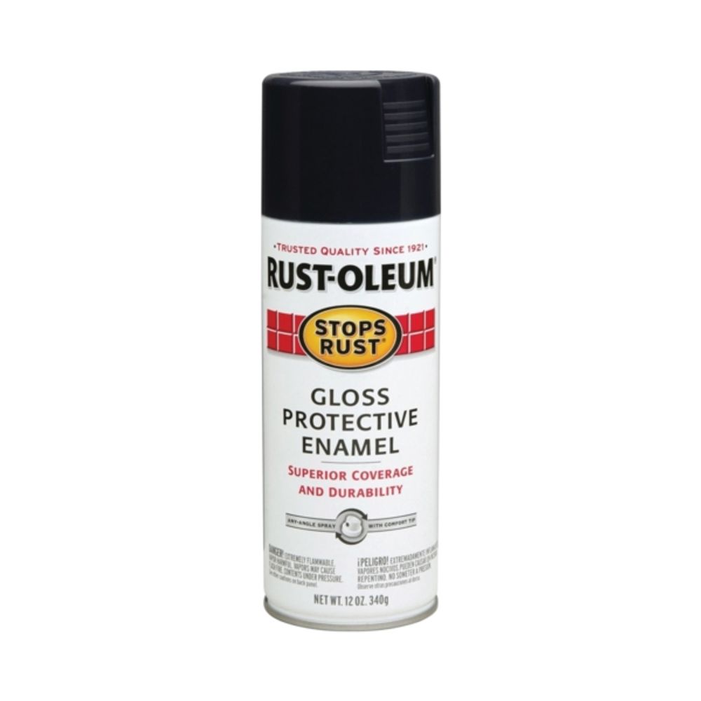 Rust-Oleum Stops Rust Gloss Protective Enamel Spray, Black, 12 oz.