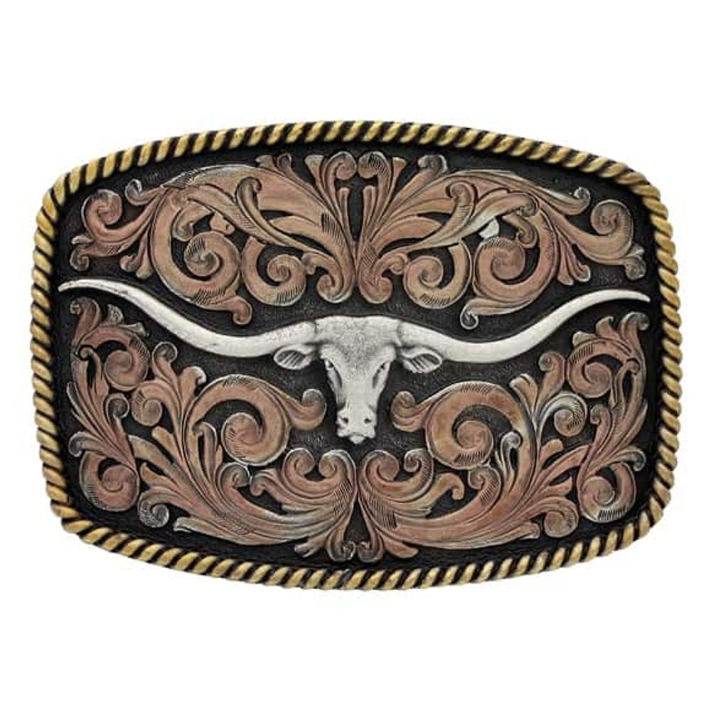 Montana Silversmiths, Tri-Color Texas Longhorn Attitude Buckle, A711