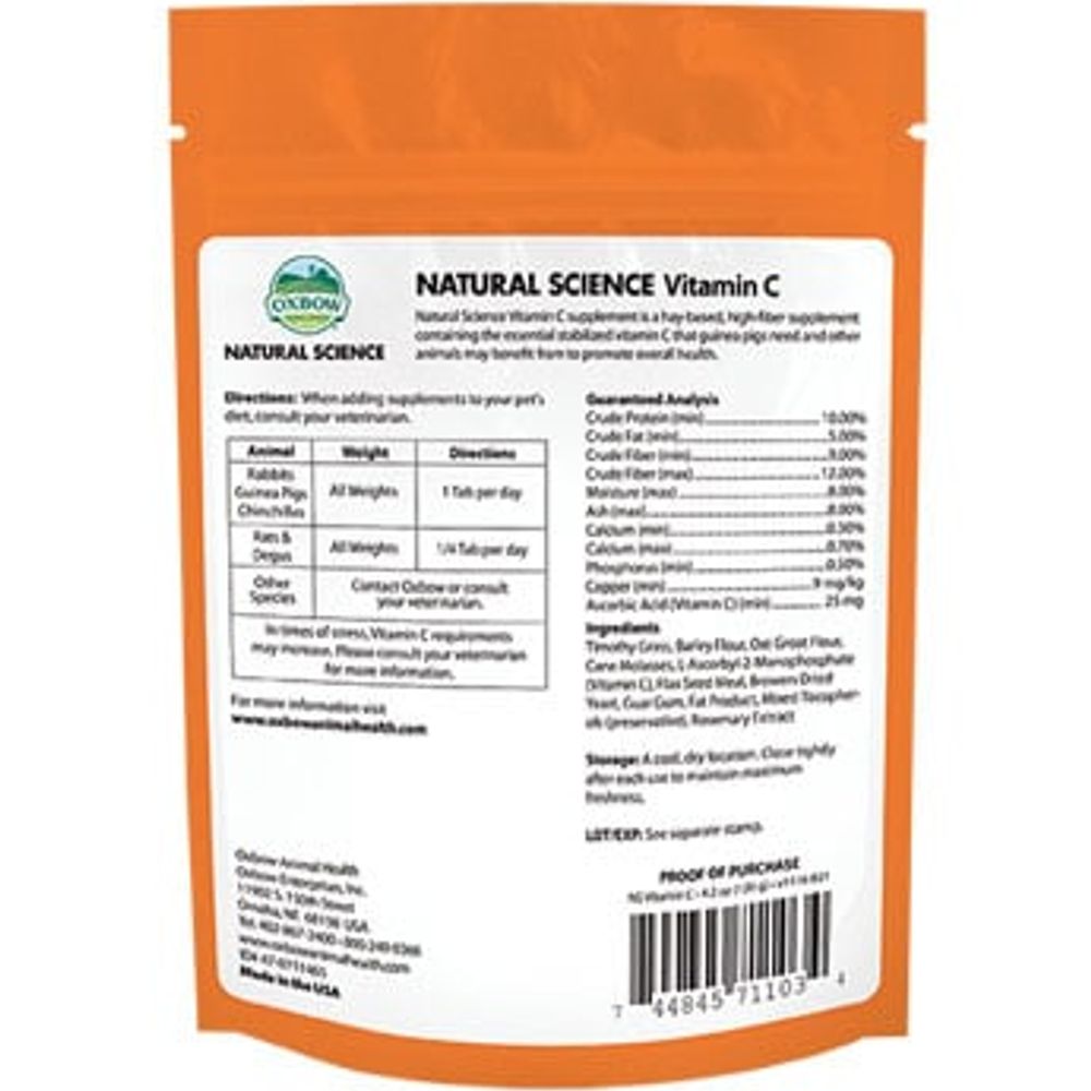 Oxbow, Natural Science Vitamin C Supplement, 60 ct