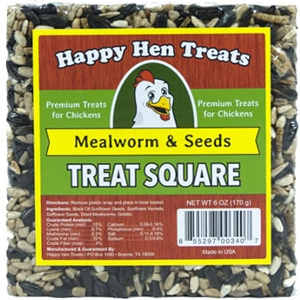 Happy Hen, Mealworm & Seed Treat Square, 6 oz