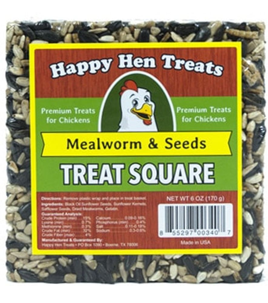 Happy Hen, Mealworm & Seed Treat Square, 6 oz