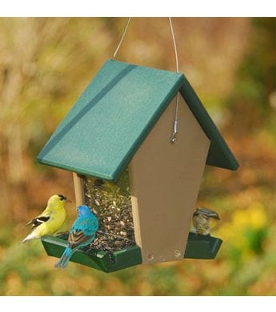 Songbird Essentials Recycled Plastic Hopper Bird Feeder, Small