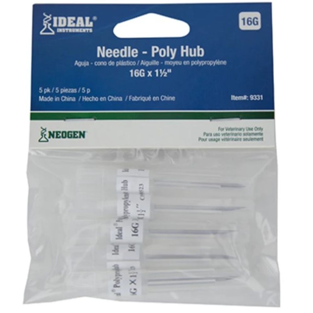 Ideal, 16G x 1-1/2" Needle Poly Hub, 5 pk