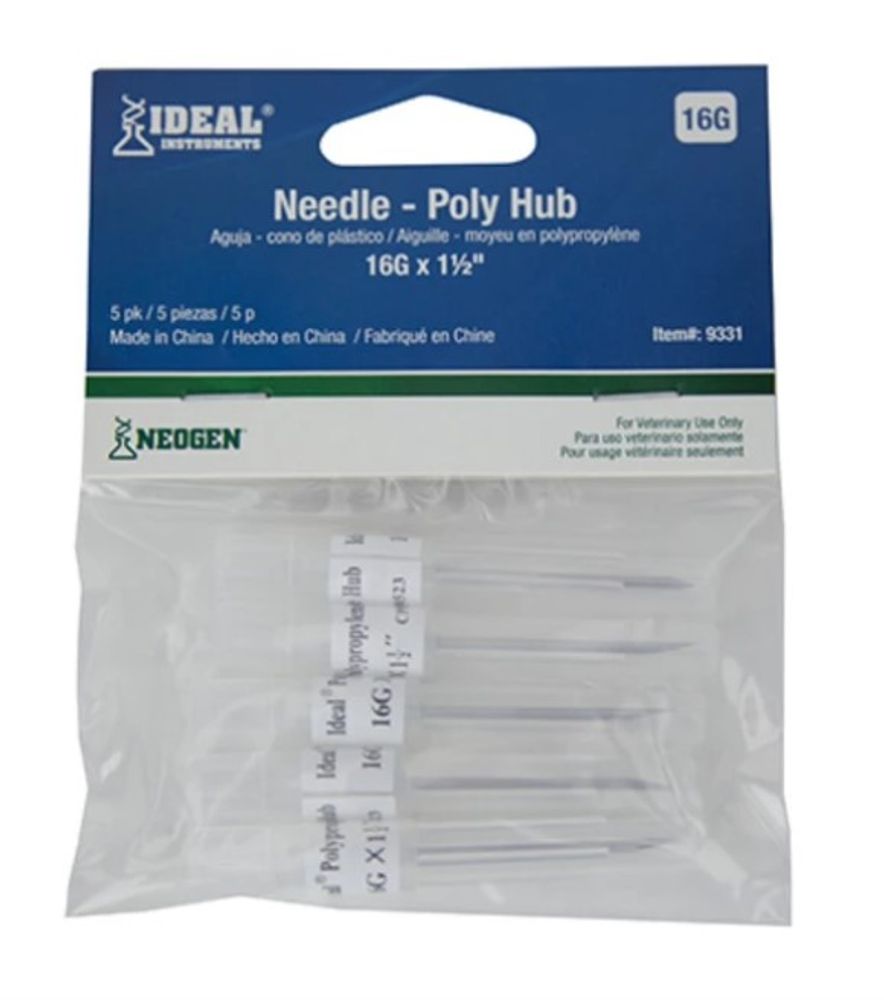 Ideal, 16G x 1-1/2" Needle Poly Hub, 5 pk