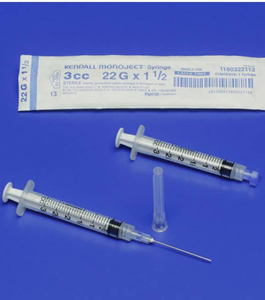 Monoject 20 Gauge Syringe, 3CC
