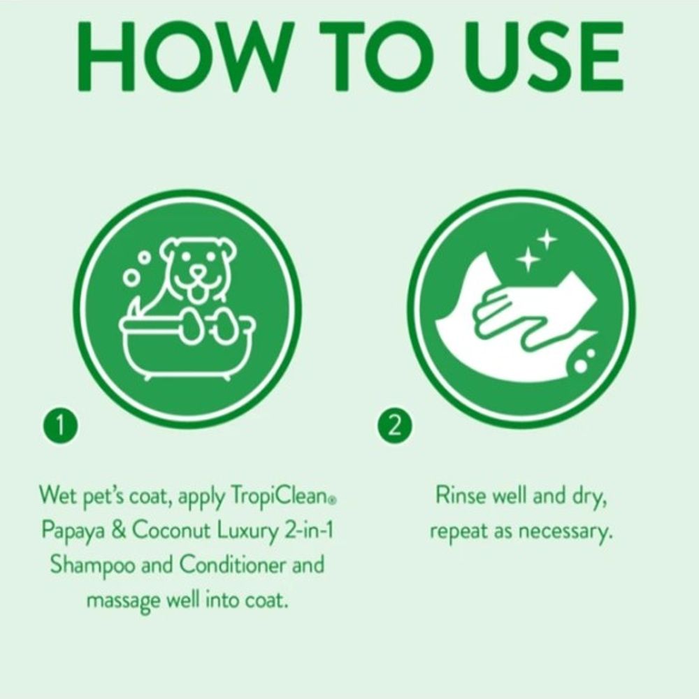 Tropiclean, Papaya & Coconut Luxury 2-in-1 Pet Shampoo & Conditioner, 20 oz 