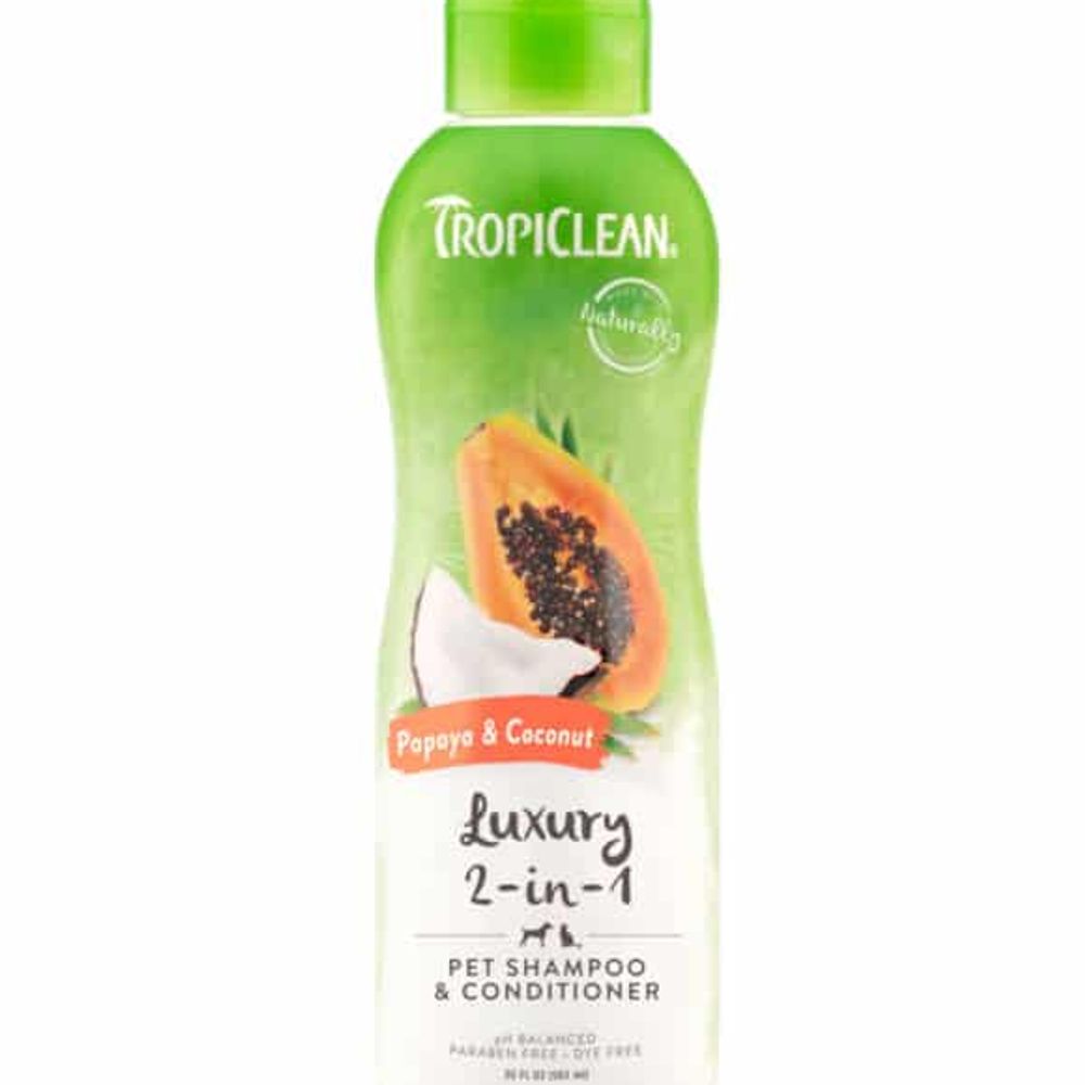 Tropiclean, Papaya & Coconut Luxury 2-in-1 Pet Shampoo & Conditioner, 20 oz 