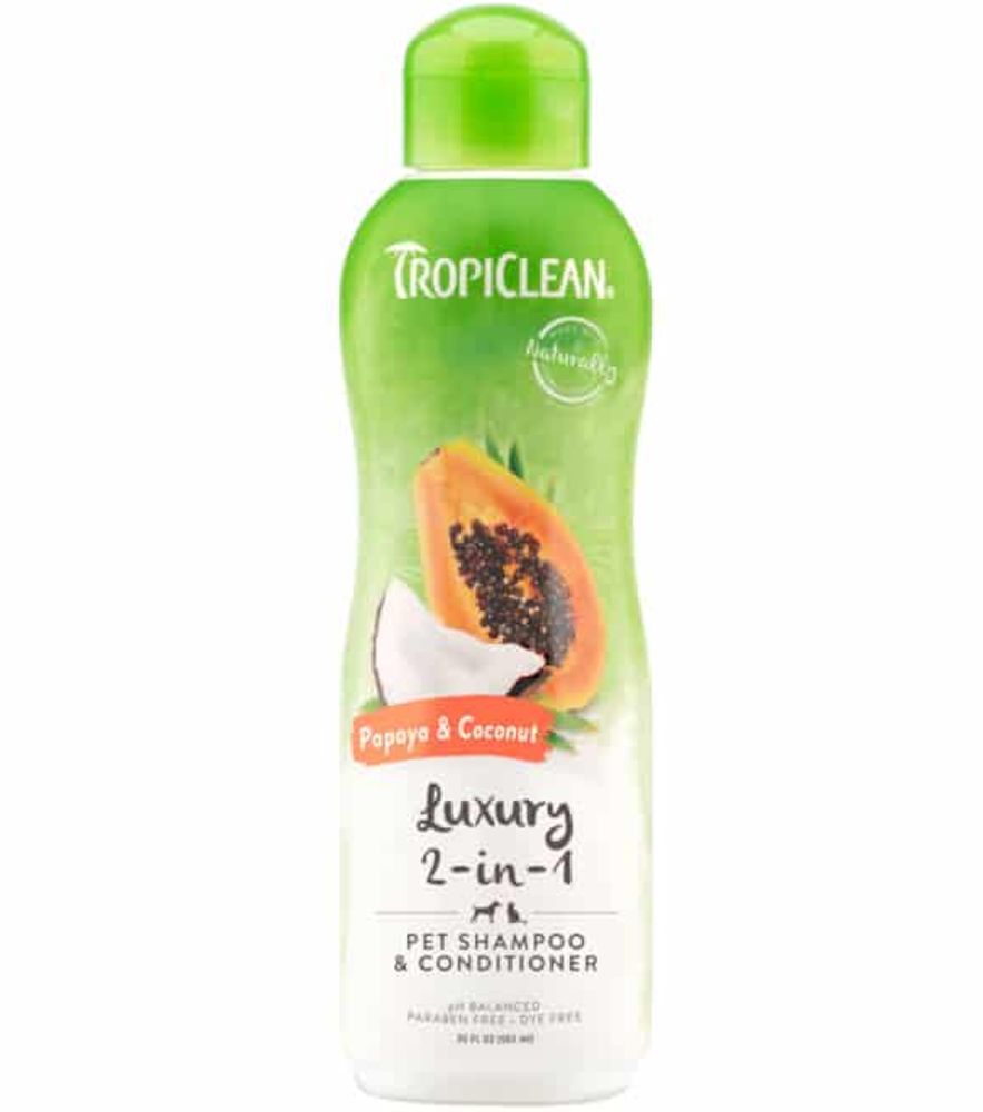 Tropiclean, Papaya & Coconut Luxury 2-in-1 Pet Shampoo & Conditioner, 20 oz