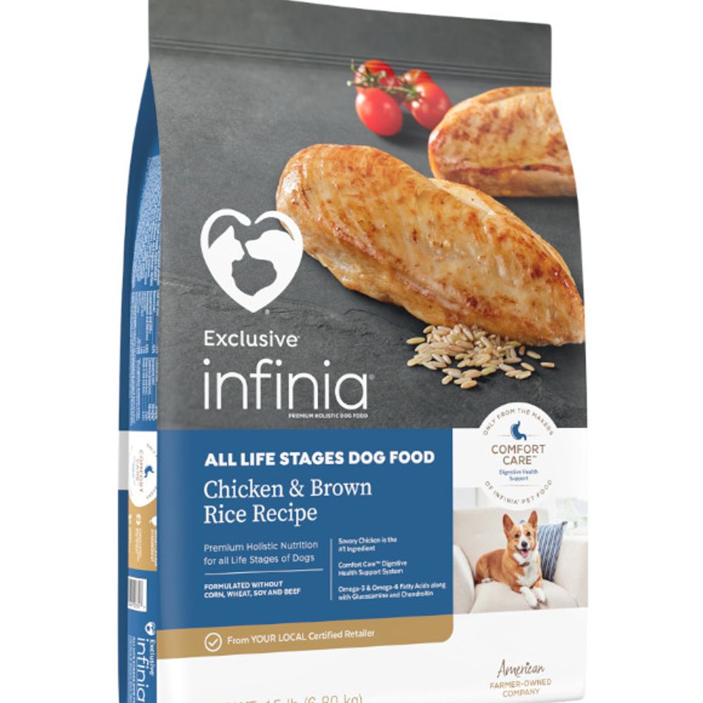 Infinia, All Life Stages Chicken and Brown Rice Recipe Dog Food 