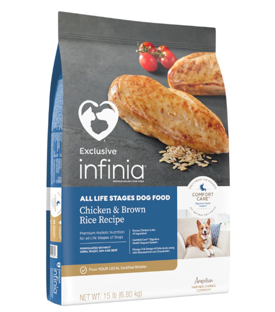 Infinia, All Life Stages Chicken and Brown Rice Recipe Dog Food