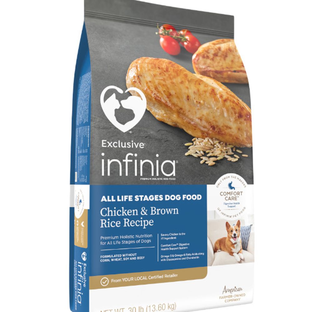 Infinia, All Life Stages Chicken and Brown Rice Recipe Dog Food 