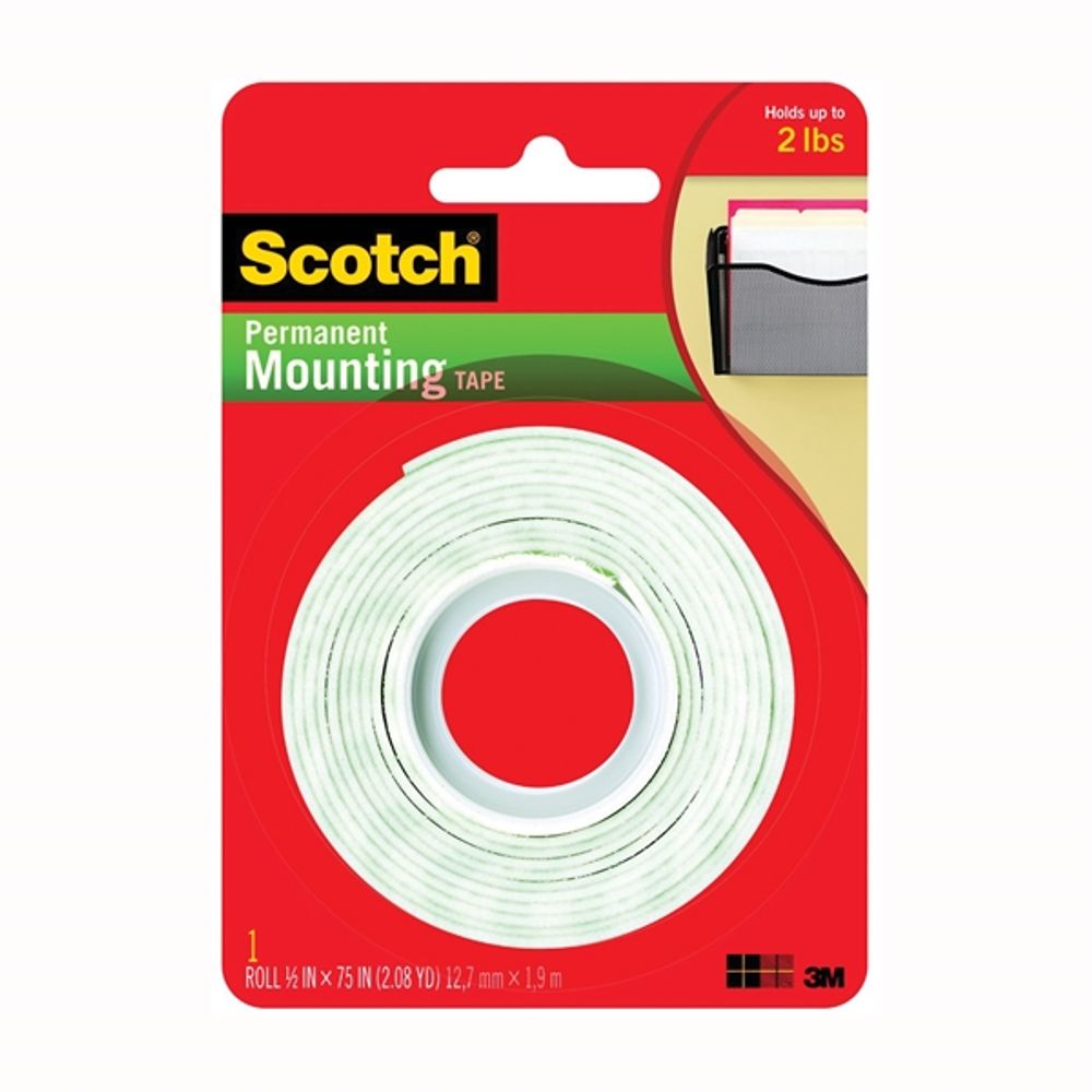 Scotch 110 Heavy-Duty Mounting Tape, 75 in L, 1 in W, White