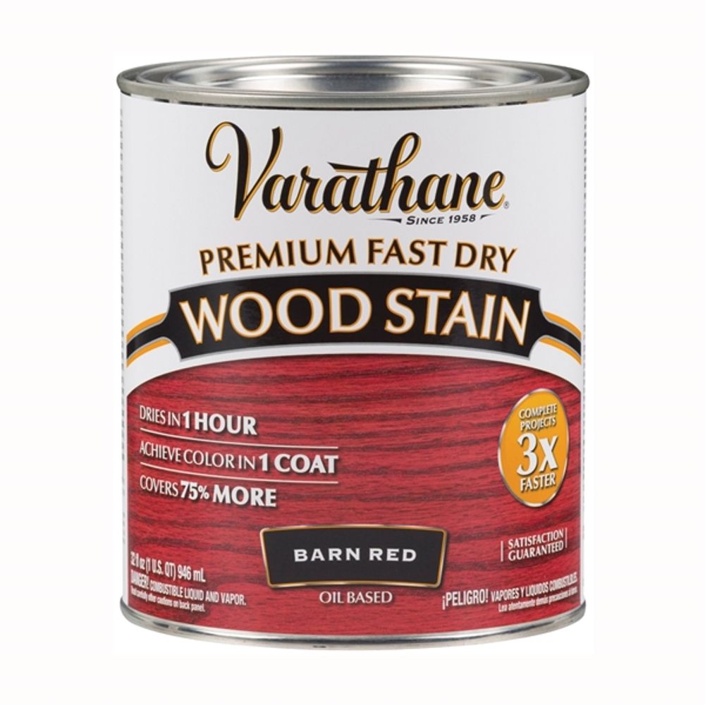 VARATHANE 307414 Wood Stain, Barn Red, 1 qt Can