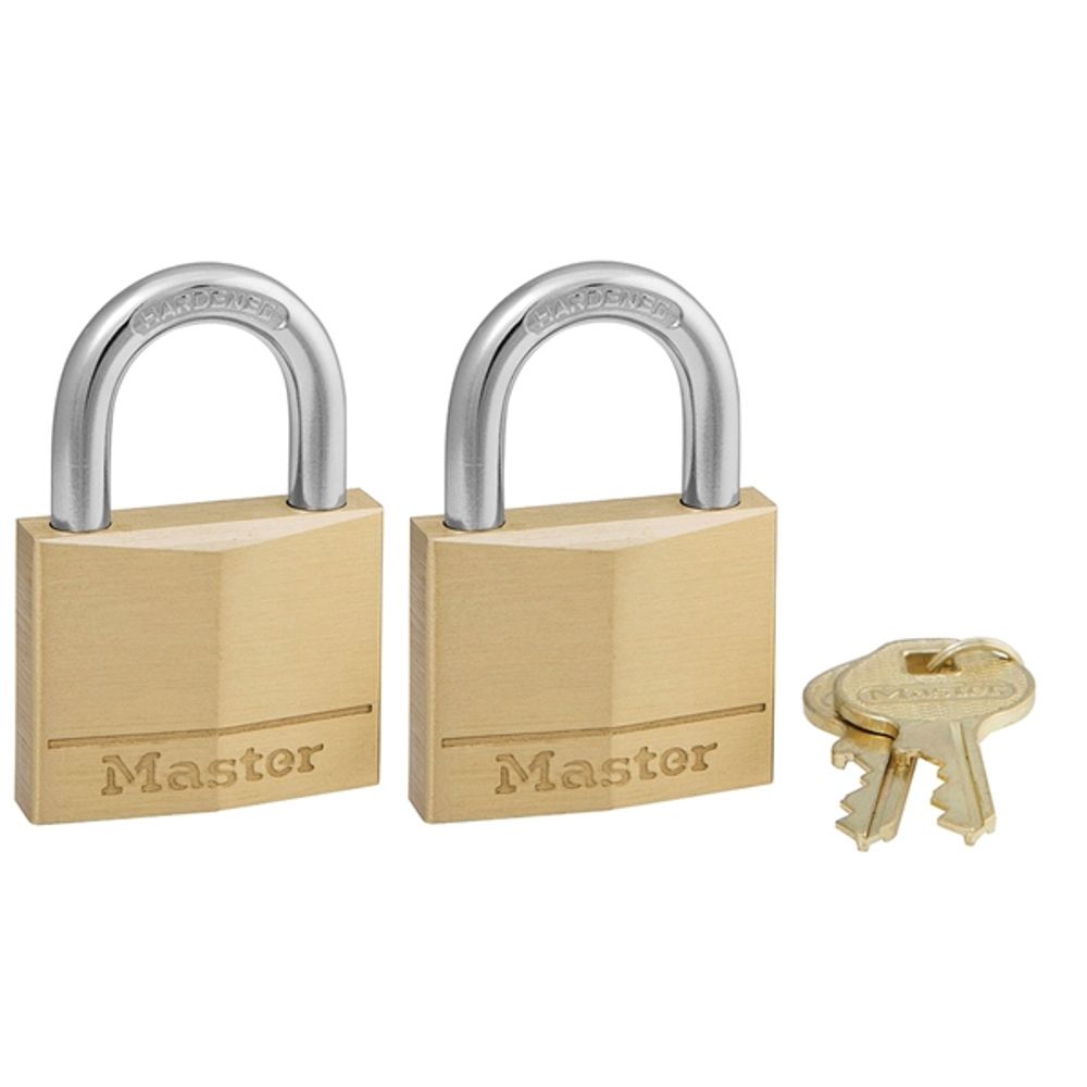 Master Lock 140T Padlock, 1-9/16 in W Body, Brass