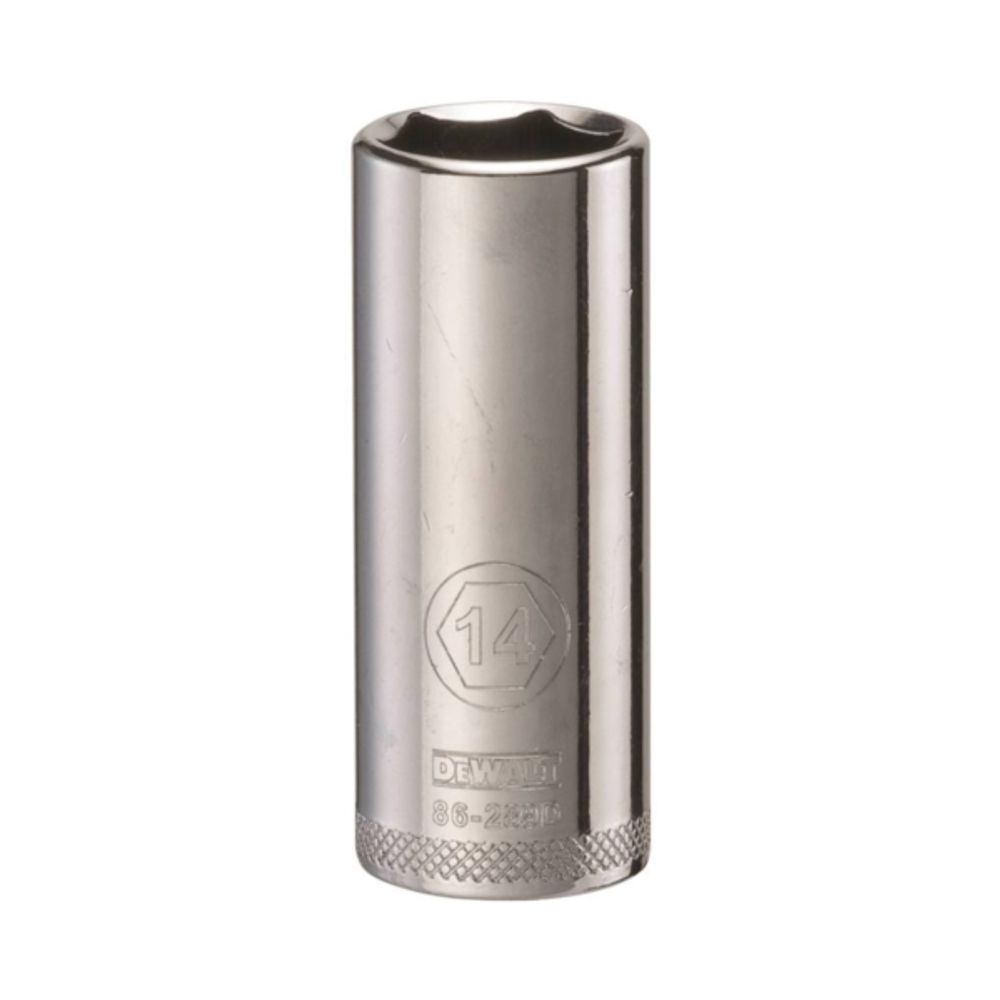 DeWALT DWMT86289OSP Deep Metric Drive Socket, 1/4 in Drive, 6-Point, 14 mm Socket, Steel